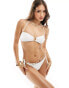 Фото #1 товара Accessorize ring front beaded bikini top in white