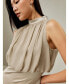 ფოტო #3 პროდუქტის Women's Pleated Sleeveless Midi Silk Dress for Women