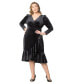 ფოტო #1 პროდუქტის Women's Plus Size Viola Velvet Long Sleeve Wrap Dress