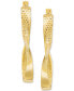 ფოტო #3 პროდუქტის Polished Textured Twist Oval Hoop Earrings in 14k Gold