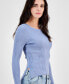 ფოტო #3 პროდუქტის Juniors' Asymmetrical Hem Ribbed Long-Sleeve Top