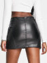 Фото #2 товара Bershka zip up faux leather mini skirt in black