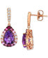 Multi-Gemstone (2-1/2 ct. t.w.) & Nude Diamond (1/8 ct. t.w.) Pear Halo Drop Earrings in 14k Rose Gold