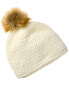 Surell Accessories Hand-Crocheted Star Knit Beanie Women's White