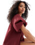 ASOS DESIGN puffed smock mini dress in burgundy