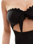 Brave Soul strapless swimsuit with tie front in black