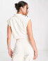 Фото #4 товара Kyo The Brand sleeveless boxy cropped blazer co-ord in cream