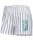 ფოტო #3 პროდუქტის Women's White Seattle Mariners Reel Pinstripe Sleep Shorts