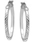 Фото #3 товара Ridged Tube Small Hoop Earrings in Sterling Silver, 25mm, Created for Macy's
