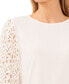 Women's Solid Lace-3/4-Sleeve Knit Crewneck Top