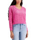 Фото #5 товара Women's V-Neck Open-Stitch Cotton Sweater