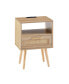 Фото #7 товара Rattan End Table With Power Outlet & USB Ports, Modern Nightstand With Drawer And Solid Wood