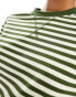 Mango stripe sweatshirt in white and green