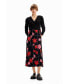 ფოტო #2 პროდუქტის Women's Floral wrap midi dress