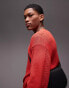 Topman knitted pointelle jumper in red