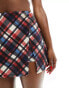 ASOS DESIGN metal trim detail front skort in check