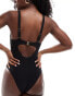 New Look textured swimsuit in black