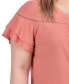 Plus Size Short Sleeve Swiss Dot Top tawny orange, 1X - фото #3