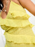 Фото #2 товара Miss Selfridge beach doby chiffon bias ruffle side split maxi dress in yellow