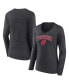 Women's Heather Charcoal Wisconsin Badgers Evergreen Campus Long Sleeve V-Neck T-shirt