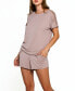 ფოტო #1 პროდუქტის Women's Estelle Modal and Lace Short Sleeve Top and Short Pajama, Set of 2