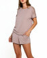 Women's Estelle Modal and Lace Short Sleeve Top and Short Pajama, Set of 2