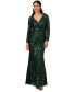 Фото #2 товара Women's Sequined Lace V-Neck Gown