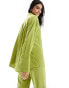 Фото #3 товара 4th & Reckless satin flared sleeve oversized shirt co-ord in lime