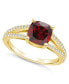 ფოტო #1 პროდუქტის Garnet and Diamond Accent Ring in 14K Yellow Gold