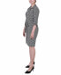 ფოტო #3 პროდუქტის Petite Geometric Printed Long Sleeve Roll Tab Shirtdress