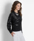 Women's Animal-Sequin Rib-Knit Button-Up Cardigan