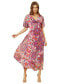 ფოტო #4 პროდუქტის Women's Printed Tie-Neck Puff-Sleeve Midi Dress