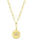 Фото #1 товара ADORNIA tarnish Resistant 14K Gold Plated Pave Crystal Initial Disc Paperclip Necklace
