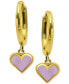 ფოტო #1 პროდუქტის Pink Shell Heart Dangle Hoop Drop Earrings in 18k Gold-Plated Sterling Silver, Created for Macy's