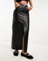 Фото #1 товара ASOS DESIGN leather maxi skirt with front split in black