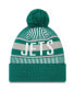 Men's Green New York Jets Striped Cuffed Knit Hat with Pom
