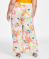 Trendy Plus Size Printed Pull-On Wide-Leg Pants, Created for Macy's