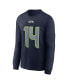 ფოტო #3 პროდუქტის Men's DK Metcalf Navy Seattle Seahawks Player Name Number Long Sleeve T-shirt