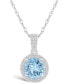 ფოტო #1 პროდუქტის Lab Grown Spinel Aquamarine (1-2/5 ct. t.w.) and Lab Grown Sapphire (1/6 ct. t.w.) Halo Pendant Necklace in 10K White Gold