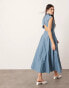 ASOS EDITION sleeveless nipped in waist midi dress in dusky blue Blau gedeckt, 40 - фото #3