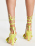 Topshop Riley beaded trim heeled sandal with ankle tie in lime