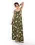 Фото #1 товара JDY tie front maxi dress in khaki floral