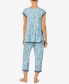 ფოტო #2 პროდუქტის Women's Ruffle Sleeve Top and Crop Pants 2-Pc. Pajama Set
