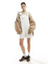 Dickies duck canvas short dungarees in off white