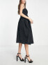 Фото #4 товара Urban Revivo dobby spot fit and flare midi dress in black