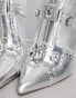 Фото #3 товара Azalea Wang Confident embellished knee boot in silver