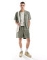 Фото #3 товара Lee short sleeve revere collar terry shirt relaxed fit in washed olive green co-ord