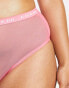 We Are We Wear Curve poly blend high leg ruched back brazilian brief in pink - PINK