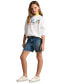 ფოტო #3 პროდუქტის Big Girls Paint-Splatter-Print Cotton Denim Shorts