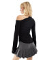 Weekday Erin asymmetric long sleeve top in black